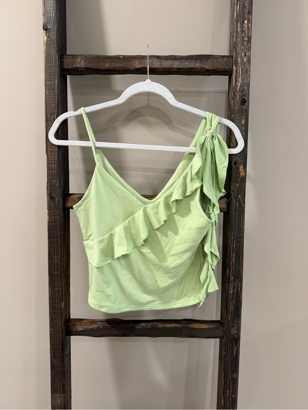 Gaze Green Ruffle Whimsy Festival Cropped Tank Top
